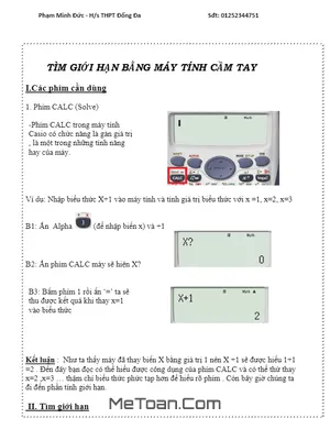 Tìm Giới Hạn Bằng Máy Tính Cầm Tay - Phạm Minh Đức