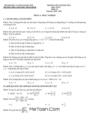 Ôn tập HK2 Toán 11 năm 2020 - 2021 trường THPT Trần Phú - Hà Nội