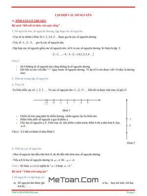 Tóm Tắt Lý Thuyết Và Bài Tập Trắc Nghiệm Chuyên Đề Tập Hợp Các Số Nguyên