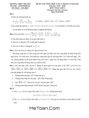 Đề ôn tập Toán 8 tháng 03 năm 2020 trường THPT chuyên Hà Nội – Amsterdam