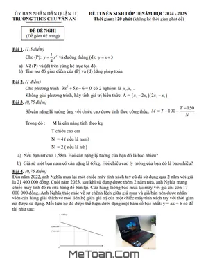 Đề tham khảo tuyển sinh 10 môn Toán 2024 - 2025 phòng GD&ĐT Quận 11 - TP HCM