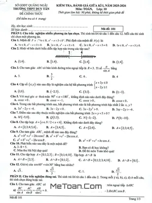 Tải Đề Thi Giữa Học Kì 1 Toán 10 Năm 2025 – 2026 THPT Duy Tân, Quảng Ngãi (Có Đáp Án Chi Tiết)