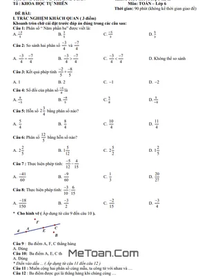 Đề Giữa Học Kỳ 2 Toán 6 Năm 2025-2026 THCS Võ Trường Toản, TP.HCM