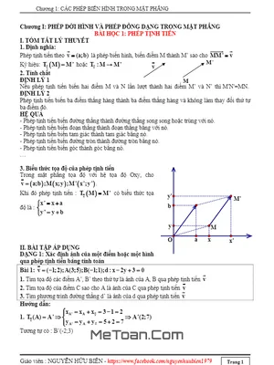 Các phép biến hình trong mặt phẳng - Nguyễn Hữu Biển - Tài liệu Toán 11