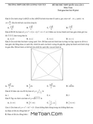 Đề Thi Thử THPT Quốc Gia 2017 Môn Toán Chuyên Lương Văn Tụy - Ninh Bình