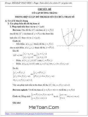 Phương Pháp Cô Lập Đường Thẳng Trong Biện Luận Đồ Thị Hàm Số Chứa Tham Số