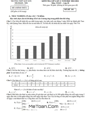 Đề Thi Giữa Kỳ 2 Toán 10 Năm 2023 - 2024 Trường THPT Quế Sơn - Quảng Nam