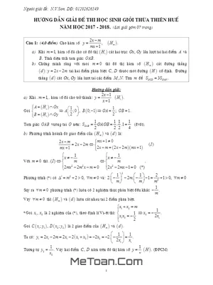 Đề thi chọn HSG tỉnh môn Toán 12 năm 2017 - 2018 - Sở GD&ĐT Thừa Thiên Huế