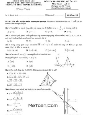 Đề Thi Toán 12 Tháng 11/2025 Nguyễn Khuyến & Lê Thánh Tông - TP.HCM [Có Đáp Án Chi Tiết]
