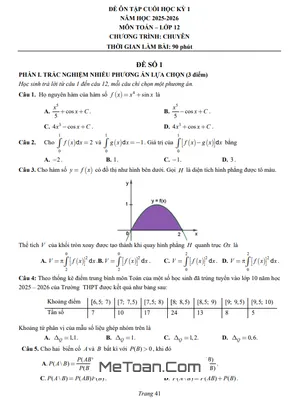 Bộ đề ôn tập học kỳ 1 Toán 12 năm 2025 – 2026 trường chuyên Lương Văn Chánh – Đắk Lắk
