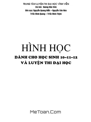 Hình Học Oxy - Oxyz Và Hình Học Không Gian - Trung Tâm LTĐH Vĩnh Viễn