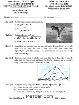 Đề Thi Giữa Kỳ 2 Toán 10 Năm 2023 - 2024 Trường THPT Nguyễn Tất Thành - TP.HCM