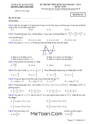 Đề thi thử Toán THPTQG 2019 lần 2 trường THPT Trần Phú – Quảng Ninh