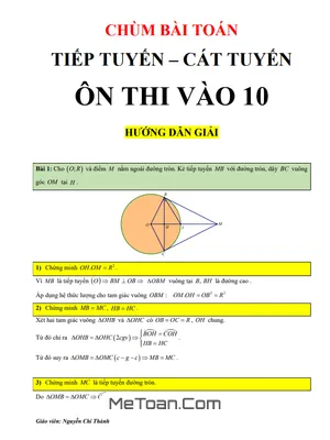 Cẩm Nang 114 Bài Toán Tiếp Tuyến - Cát Tuyến Ôn Thi Vào Lớp 10 Môn Toán