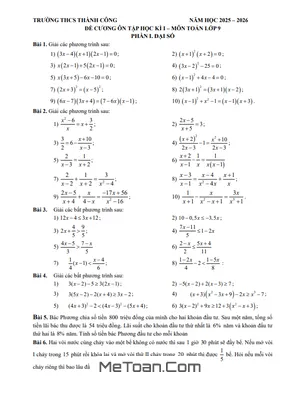 Đề Cương Ôn Tập Học Kỳ 1 Toán 9 Năm 2025 - 2026 THCS Thành Công