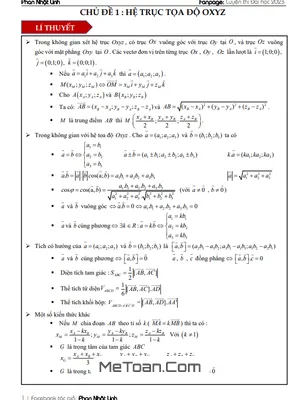 Ôn Thi THPT Môn Toán: Hệ Trục Tọa Độ Oxyz - Trọng Tâm Lý Thuyết & Bài Tập