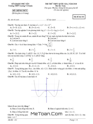 Đề thi thử THPT Quốc gia 2018 môn Toán trường THPT Lương Văn Chánh – Phú Yên