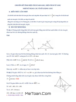 Chuyên Đề Tính Diện Tích Tam Giác, Diện Tích Tứ Giác Nhờ Sử Dụng Các Tỉ Số Lượng Giác
