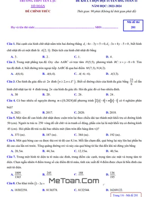 Đề KSCL Đội Tuyển HSG Toán 11 Năm 2023 - 2024 Trường THPT Yên Lạc - Vĩnh Phúc