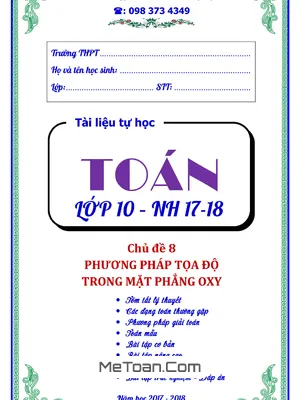 Phương Pháp Tọa Độ Trong Mặt Phẳng Lớp 10 - Trần Quốc Nghĩa - Full Bài Tập