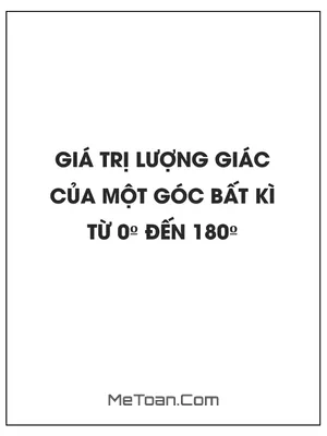 Giá trị lượng giác của một góc bất kì từ 0º đến 180º