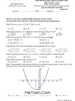 Đề khảo sát Toán 10 năm 2023 - 2024 trường THPT Triệu Sơn 2 - Thanh Hóa