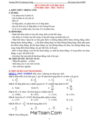 Đề Cương Ôn Thi Học Kỳ 2 Toán 6 Năm 2025-2026: Trường THCS Lê Quang Cường, TP.HCM