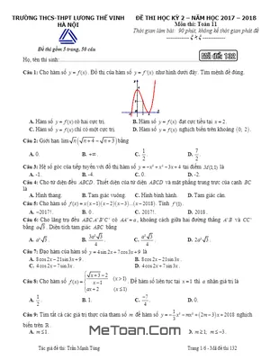Đề thi học kỳ 2 Toán 11 năm 2017 - 2018 trường Lương Thế Vinh - Hà Nội