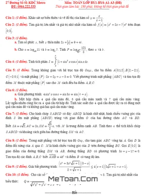 16 Đề Thi Thử THPT Quốc Gia Môn Toán Trung Tâm LTĐH Diệu Hiền - Cần Thơ