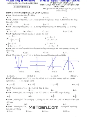 Đề tuyển sinh lớp 10 THPT môn Toán năm 2024 - 2025 sở GD&ĐT Phú Thọ