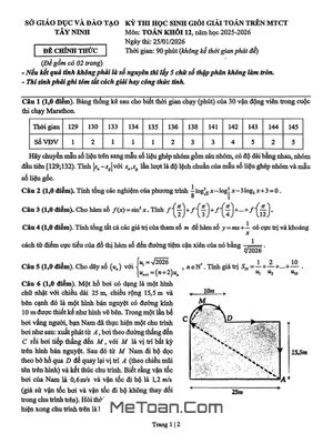 Đề Thi HSG Giải Toán Trên MTCT Toán 12 Năm Học 2025 – 2026 Sở GD&ĐT Tây Ninh