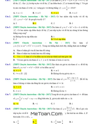 Tuyển tập 572 Bài tập trắc nghiệm hàm số nâng cao có đáp án - Luyện thi THPT Quốc gia