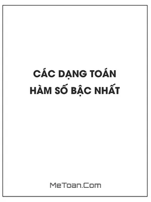 Các dạng toán hàm số bậc nhất