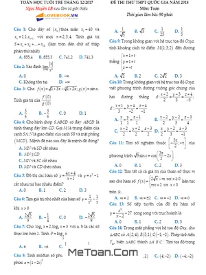 Đề thi thử Toán THPT Quốc gia 2018 - Tạp chí Toán Học Tuổi Trẻ lần 3