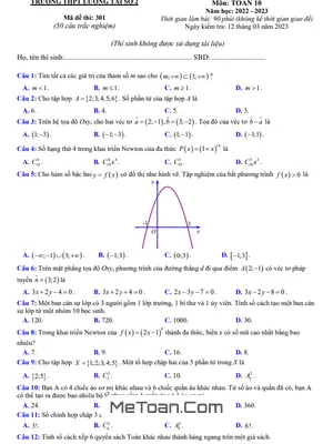 Đề kiểm tra Toán 10 lần 3 năm 2022 – 2023 trường THPT Lương Tài 2 – Bắc Ninh