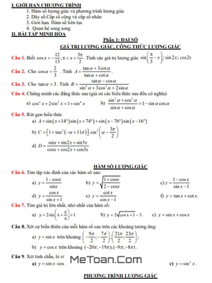 Đề cương cuối kỳ 1 Toán 11 năm 2025 – 2026 trường THPT Gia Bình 1 – Bắc Ninh