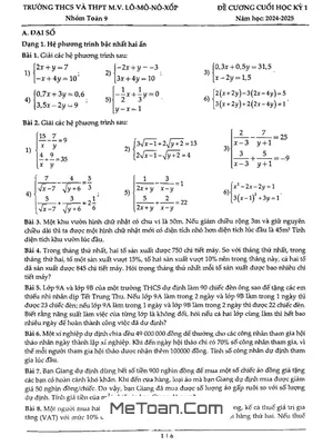 Đề Cương Ôn Tập Cuối Kì 1 Toán 9 Năm 2024 - 2025 Trường M.V. Lômônôxốp - Hà Nội