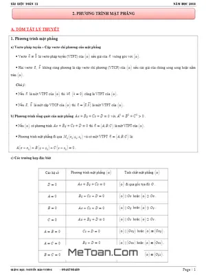 Các Dạng Toán Phương Trình Mặt Phẳng - Nguyễn Bảo Vương