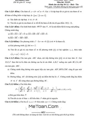 Đề kiểm tra định kỳ lần 1 Toán 10 năm 2021 - 2022 trường THPT chuyên Bắc Ninh