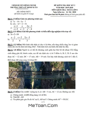 Đề thi HK2 Toán 8 năm 2019 - 2020 trường THCS Lê Minh Xuân - TP.HCM
