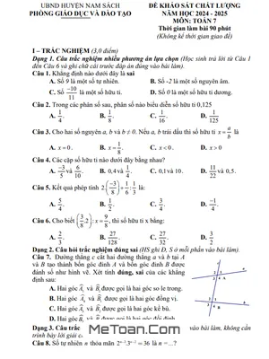 Đề khảo sát chất lượng Toán 7 năm 2024 - 2025 phòng GD&ĐT Nam Sách - Hải Dương