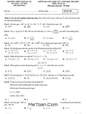 Đề giữa kỳ 1 Toán 10 năm 2024 - 2025 trường THPT Ngô Gia Tự - Đắk Lắk