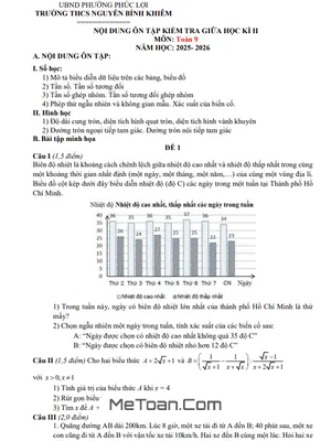 Ôn Tập Giữa Kì 2 Toán 9 Năm Học 2025 – 2026 Trường THCS Nguyễn Bỉnh Khiêm – Hà Nội
