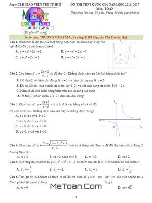 Tổng hợp Đề ôn thi THPT Quốc gia 2017 môn Toán trường THPT Nguyễn Chí Thanh - Huế