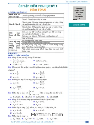 Đề Cương Ôn Tập Học Kỳ 1 Toán 11 Năm 2023 - 2024 Trường THPT Châu Văn Liêm - Cần Thơ
