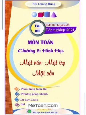 Chuyên Đề Mặt Cầu, Mặt Trụ, Mặt Nón Cho Học Sinh Trung Bình - Yếu - Dương Minh Hùng