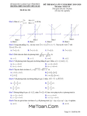 Đề thi KSCL Toán 10 lần 3 năm 2019 – 2020 trường THPT Nguyễn Viết Xuân – Vĩnh Phúc