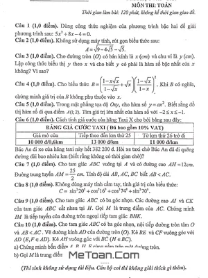 Đề thi thử Toán vào lớp 10 năm 2019 - 2020 trường Lương Ngọc Quyến - Thái Nguyên