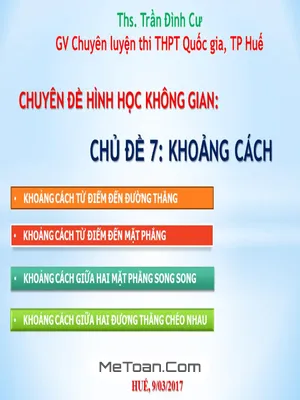 Cẩm Nang Toán Khoảng Cách Trong Hình Học Không Gian - Trần Đình Cư