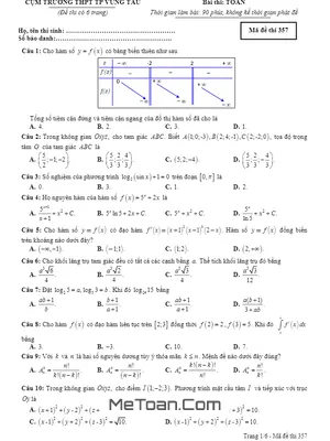 Đề thi thử Toán THPT Quốc gia 2019 lần 1 cụm trường THPT TP Vũng Tàu